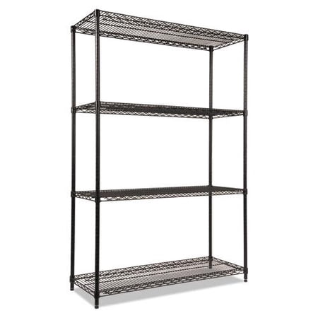 Alera Industrial Heavy-Duty Wire Shelving Starter Kit, 4-Shelf, 48w x 18d x 72h, Black
