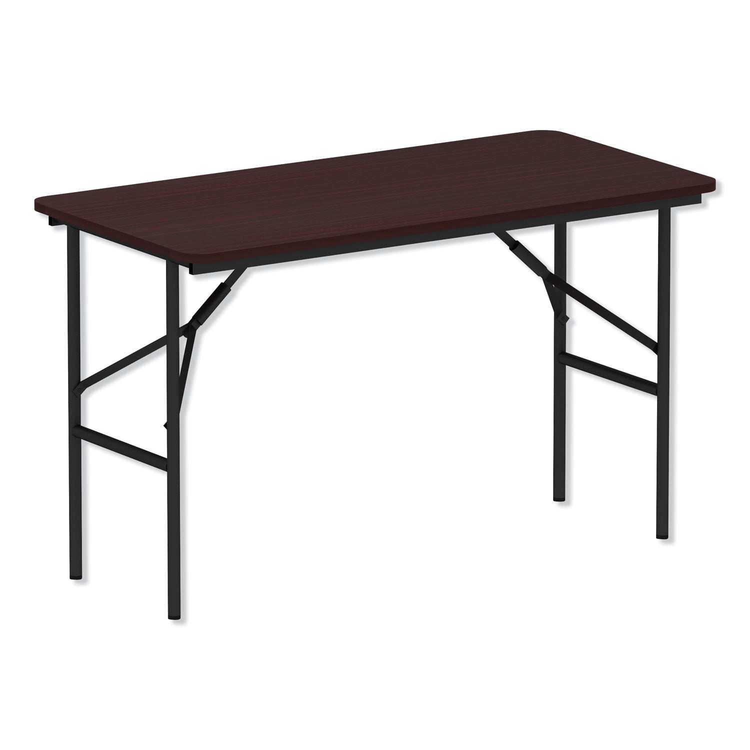 Mahogany Elegance 48" Portable Folding Table with Vinyl Edging