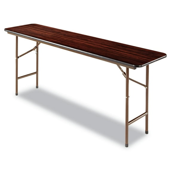 Alera Wood Folding Table, Rectangular, 71.88w x 17.75d x 29.13h, Mahogany