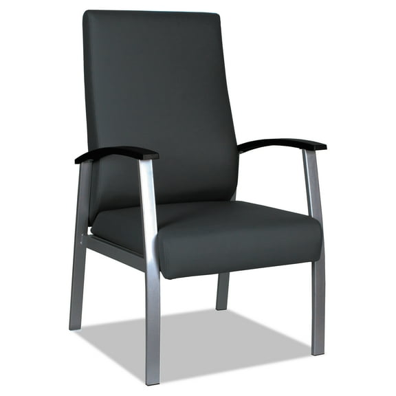 Alera metaLounge Series High-Back Guest Chair, 25" x 26.37" x 43.7", Black Seat/Black Back, Silver Base -ALEML2419