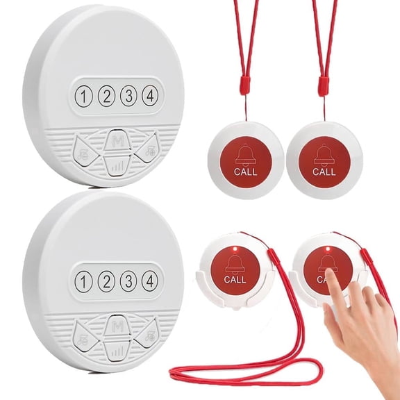 KOQICALL Medical Life Alert Systems, Caregiver Pager with LED Number Display and Emergency Alert Button for Seniors & Disabled, Home Hospital Clinic Use，Father’s Day Gift for Dad