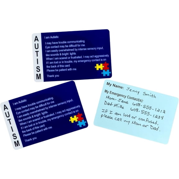 Alert Cards  Contact ID -  Alert Wallet Cards for Special Needs,  Awareness, Write- Safety ID 3