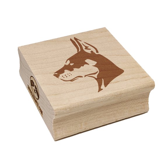Alert Doberman Pinscher Guard Dog Square Rubber Stamp Stamping Scrapbooking Crafting - Small 1.25in