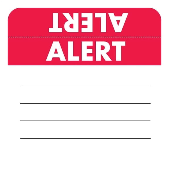 Alert Medical Chart Label 2” x 2” White Red  250 Stickers/Roll Write-in Tab for Clinical Warnings and Patient-Specific Alerts