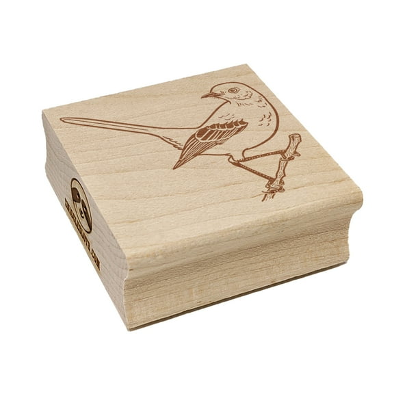Alert Mockingbird Bird Square Rubber Stamp Stamping Scrapbooking Crafting - Small 1.25in