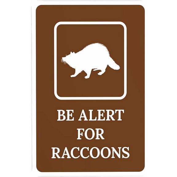 Be Alert For Raccoons On Top 8"x12" Warning Sign, Rules Security Metal Sign, Outdoor Indoor Road Yard Garage Home Business Street Wall Safety Caution Custom Decor