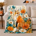 thumbnail image 1 of Alert Red Fox Poppy Daisy Scene in Painterly Floral Style for Woodland Fox Fans, Autumn Botanical Mood, Cozy Flannel Blanket for Bedroom and Reading Nook, Birthday Gift, Nature Home Decor, 1 of 9