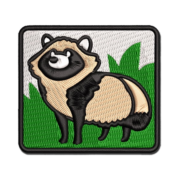 Alert Tanuki Japanese Raccoon Dog Applique Multi-Color Embroidered Iron-On Patch - 2.0 Inch Mini