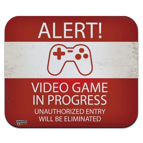 Alert Video Game in Progress Unauthorized Entry Eliminated Low Profile Thin Mouse Pad Mousepad