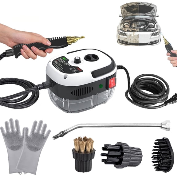 2500w Handheld High-Temperature Pressurized Steam Cleaner, Large-Capacity 3-Level Adjustable Steamer, Multi-Surface Strong Suction for Car Engine Furniture, Kitchen, Bathroom (White)
