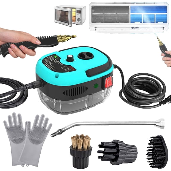 2500w Handheld High-Temperature Pressurized Steam Cleaner, Large-Capacity 3-Level Adjustable Steamer, Multi-Surface Strong Suction for Car Engine Furniture, Kitchen, Bathroom (Blue)