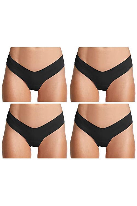 4 Pack Camel Toe Cover Thong (Black, Medium/Large)