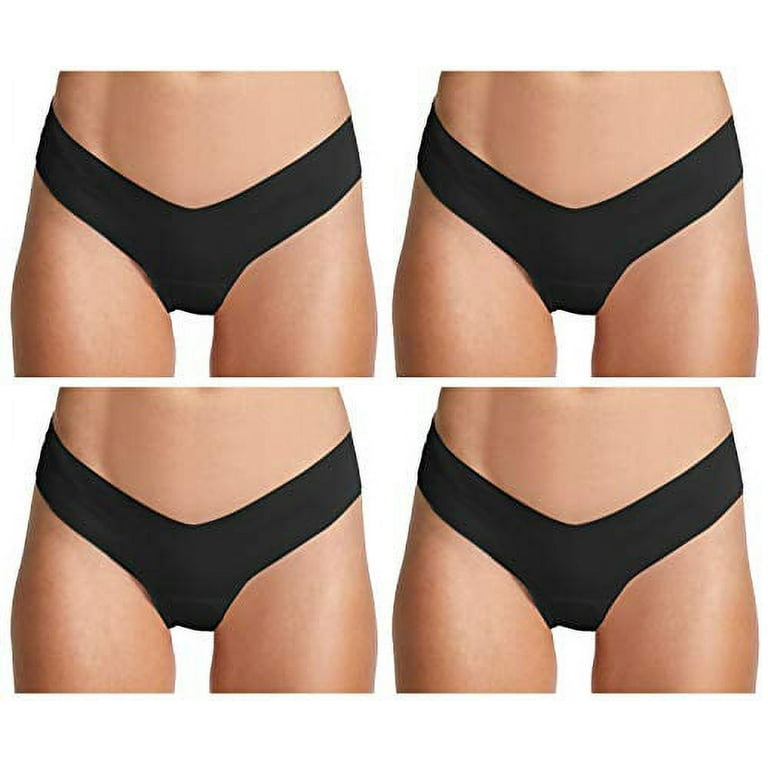 Alessandra B Camel Toe Cover Thong (Large, Black-4Pack)