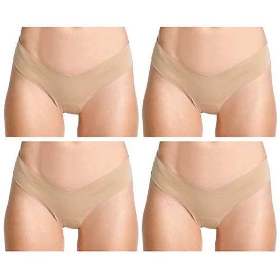 Alessandra B Camel Toe Cover Thong (Large, Nude-4Pack)