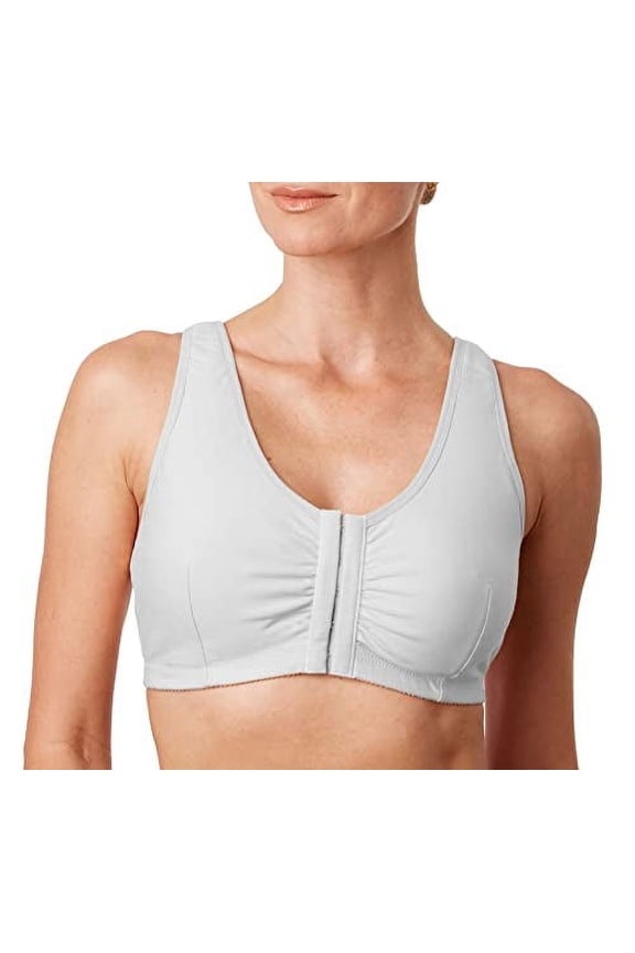 Front Closure Mastectomy Bra with Pockets-White
