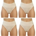 thumbnail image 1 of Alessandra B High Rise Camel Toe Proof Thong - 4 Pack - M7716-4 (Medium, Nude), 1 of 1