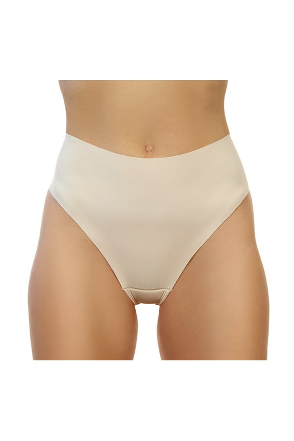 High Rise Camel Toe Proof Thong (X-Large, Black)