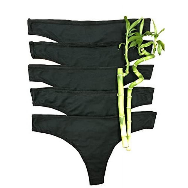 Alessandra B Women's Bamboo Thong Black - 5 Pack - Walmart.com