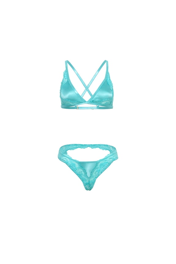 womens  2pc Alessandra Babydoll Bra Set, l, Green