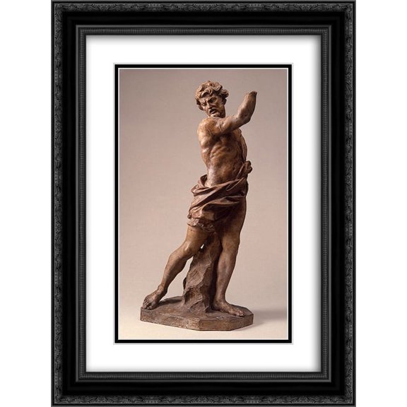 Alessandro Algardi 2x Matted 18x24 Black Ornate Framed Art Print 'An Executioner'