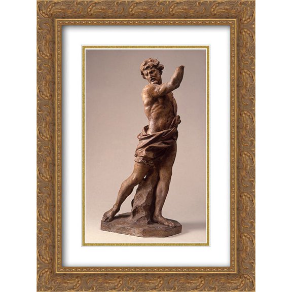Alessandro Algardi 2x Matted 18x24 Gold Ornate Framed Art Print 'An Executioner'