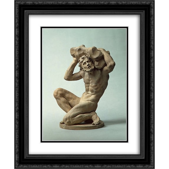 Alessandro Algardi 2x Matted 20x24 Black Ornate Framed Art Print 'Titan'