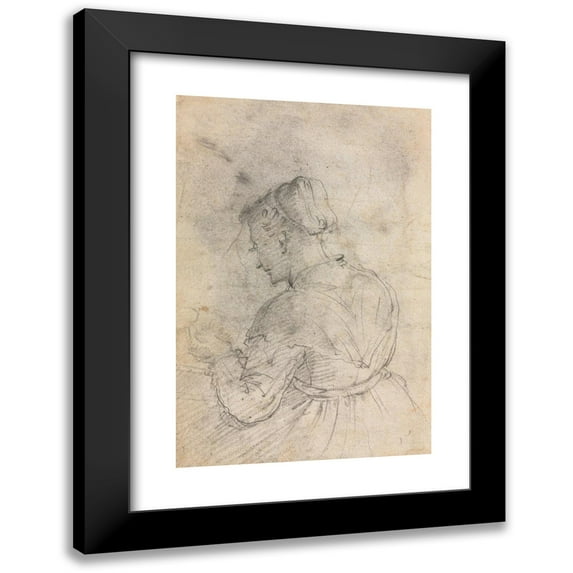 Alessandro Casolani 17x24 Black Modern Framed Museum Art Print Titled - A Kitchen Maid (Verso) (1550-1600)