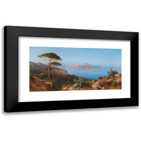 Alessandro La Volpe 14x9 Black Modern Framed Museum Art Print Titled - View of Capri (1875)
