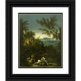 thumbnail image 1 of Alessandro Magnasco 12x14 Black Ornate Wood Framed Double Matted Museum Art Print Titled: Landscape with Figures (1710-1720), 1 of 5