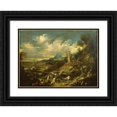 thumbnail image 1 of Alessandro Magnasco 14x11 Black Ornate Wood Framed Double Matted Museum Art Print Titled: Landscape with Stormy Sea, 1 of 5