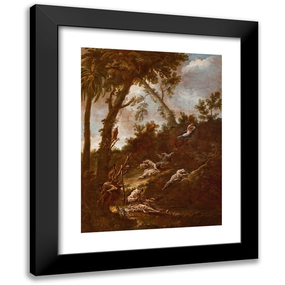 Alessandro Magnasco 14x18 Black Modern Framed Museum Art Print Titled - Hermits (Anachorets) (1712-1715)