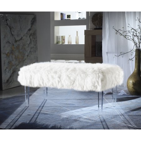 Alessandro Modern Contemporary Faux faux Acrylic Leg Bench