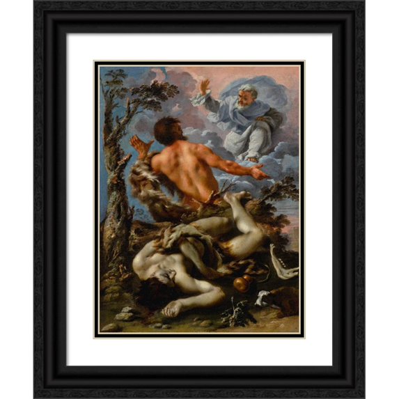 Alessandro Rosi 15x18 Black Ornate Wood Framed Double Matted Museum Art Print Titled - Cain and Abel