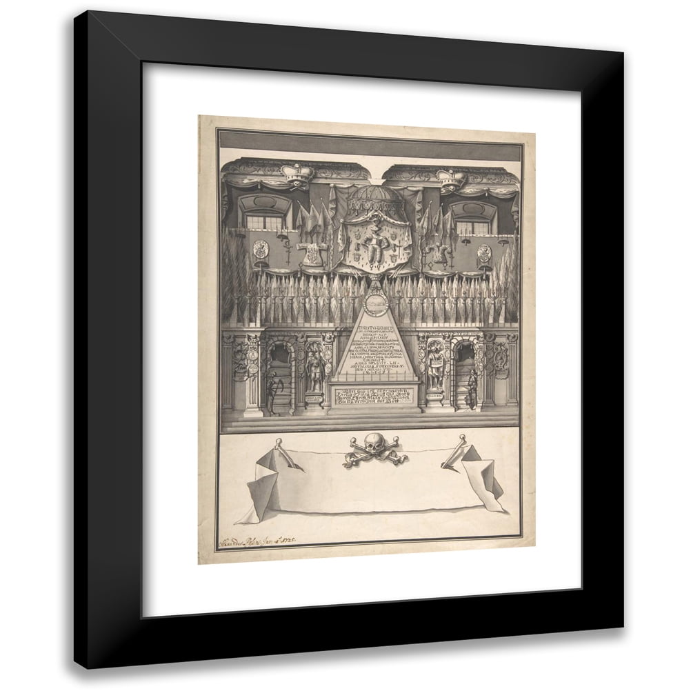 Alessandro Rossini 19x24 Black Modern Framed Museum Art Print Titled - Memorial Decoration for the Interior of a Building to Honor the Deceased Ernst Ludwig, 1725 (1702-36)