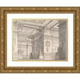 thumbnail image 1 of Alessandro Sanquirico 14x11 Gold Ornate Wood Frame and Double Matted Museum Art Print Titled - Interior of a Stateroom with Four Tables Displaying Urns and Tabernacles., 1 of 4