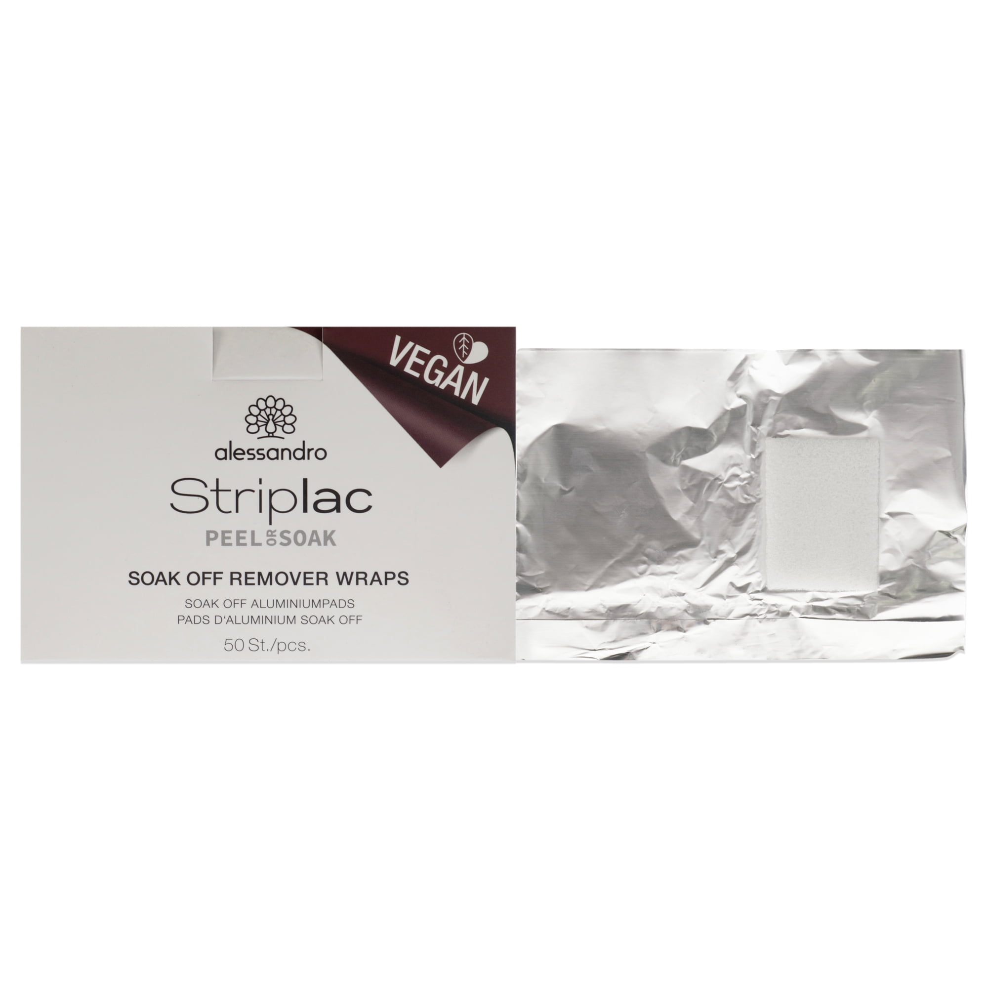 Alessandro Striplac Peel or Soak Off Remover Wraps, 50 Pc Wraps