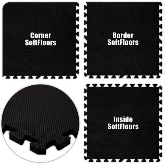Alessco SFBK0818 SoftFloors -Black -8 x 18 Set