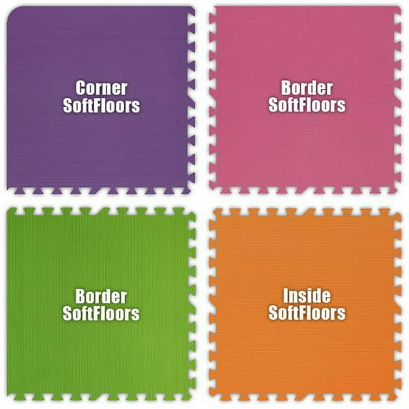 Alessco SFPEPKLGOE3040 SoftFloors -Purple- Pink- Lime Green- Orange -30 x 40 Set