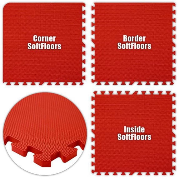 Alessco SFRD1232 SoftFloors -Red -12 x 32 Set