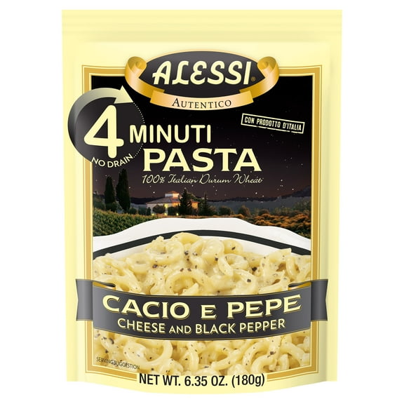 Alessi 4 Minute Pasta Cheese & Black Pepper, 6.35 oz Shelf Stable