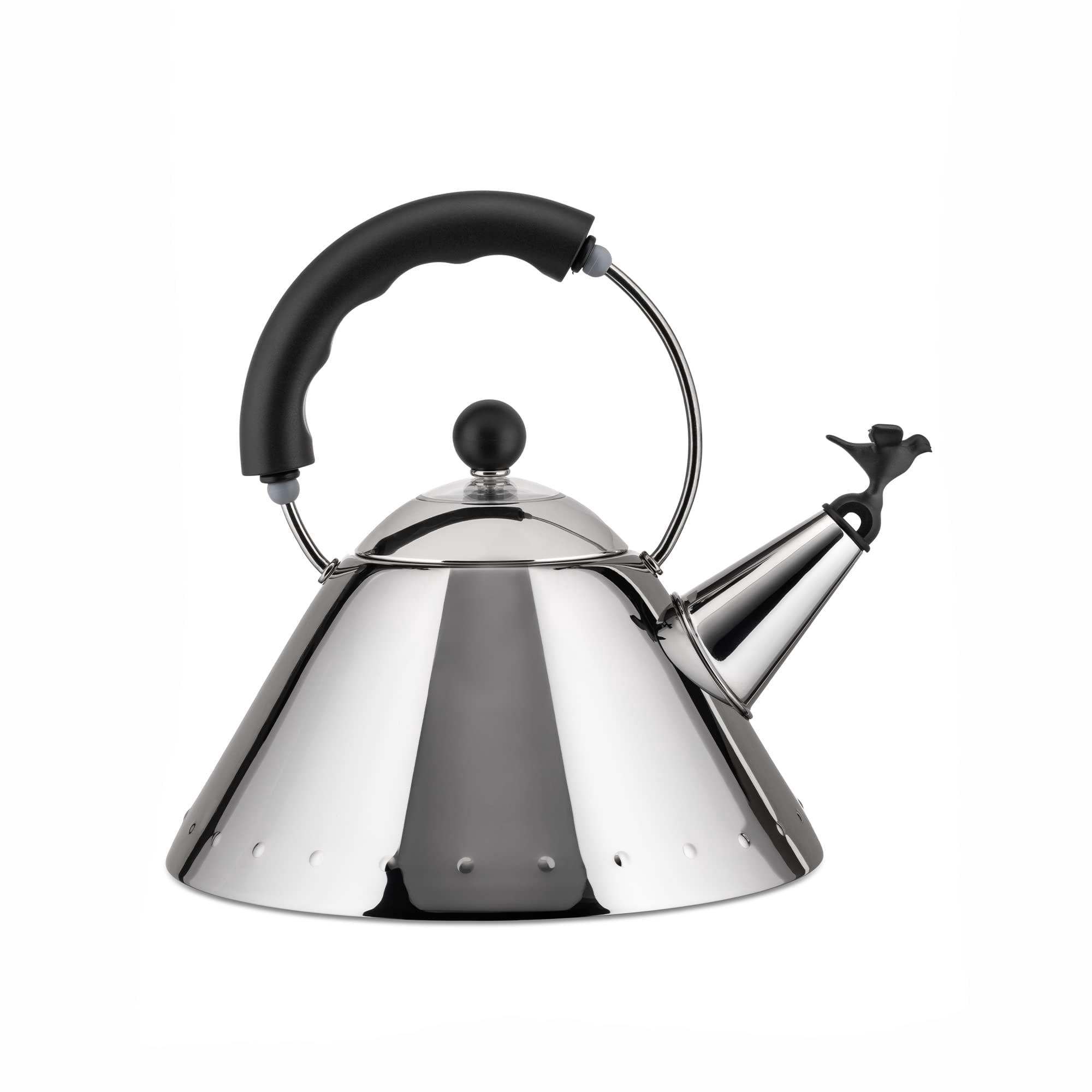Alessi Stainless Steel Kettle – Mirror Polished With Cute Bird Whistle, 18/10 Steel