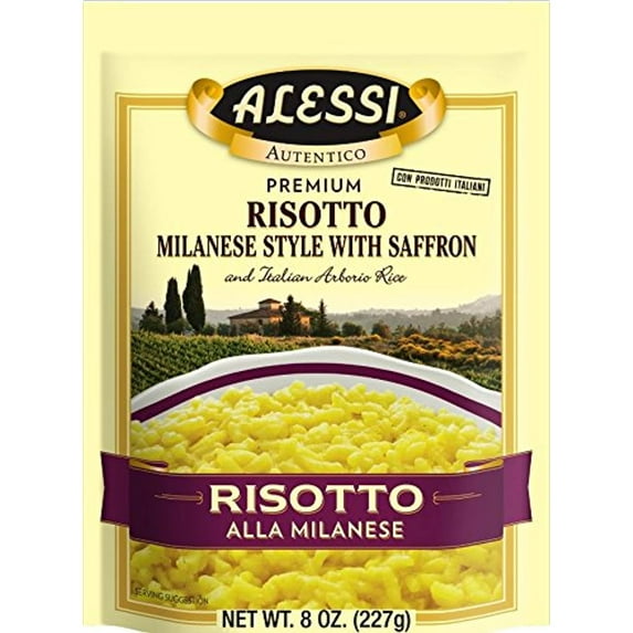 Alessi Autentico, Premium Seasoned Risotto, Italian Arborio Rice, Easy To Prepare, 8Oz (Milanese, Pack Of 6)