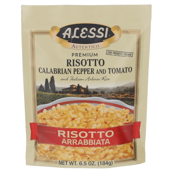 Alessi Autentico Premium Arrabbiata Risotto Mix, Italian Arborio Rice with Spicy Tomato & Cheese Flavor, 6.5 oz Packs, 6 Count