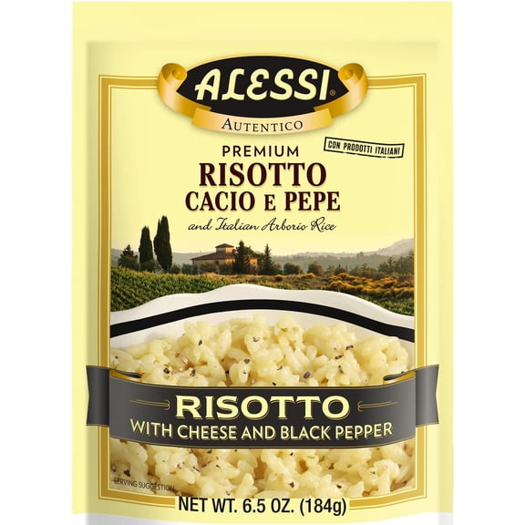 Alessi Autentico, Premium Seasoned Risotto, Italian Arborio Rice, Easy to Prepare, Cacio E Pepe 6.5 Ounce (Cheese & Pepper, Pack of 6)