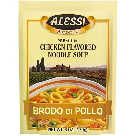Alessi Autentico Premium Soups, Traditional Flavors, 6oz (Chicken Noodle, Pack of 6)
