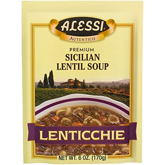 Alessi Autentico Premium Soups, Traditional Flavors, 6Oz (Sicilian Lentil, Pack Of 6)