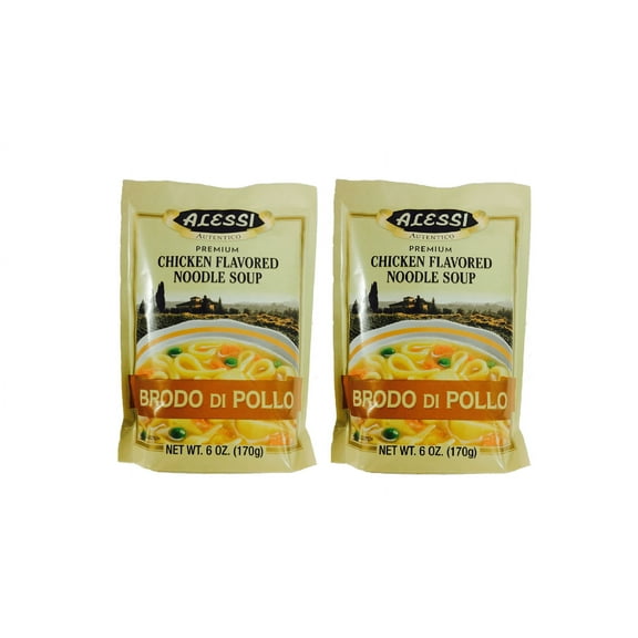Alessi Brodo Di Pollo Sicilian Premium Chicken Noodle Soup, 6 oz (Pack of 2)