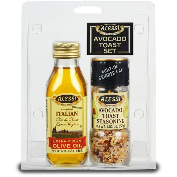 Alessi Extra Virgin Olive MZF22 Oil and Avocado Toast Seasoning Combo Pack