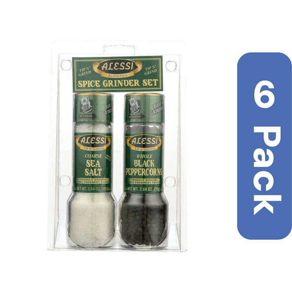 Alessi Grinder Sea Salt Black Peppercorn Set 2 Pc (Pack Of 6)