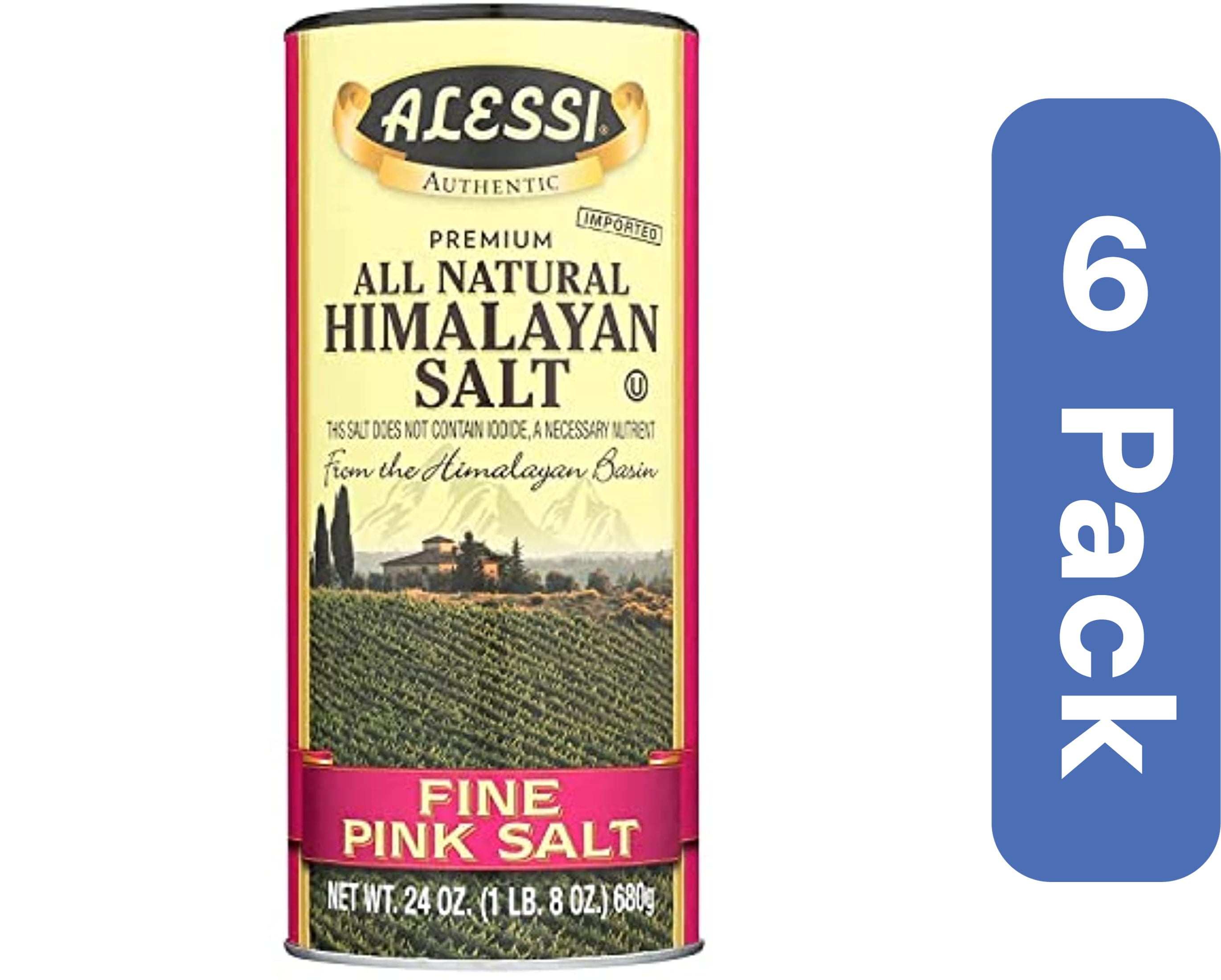 Alessi Himalayan Salt Pnk Fine, 24 Oz (Pack Of 6)